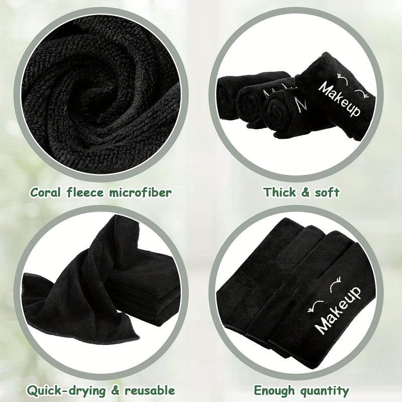 Reusable Makeup Remover Cloths 5 Pack Facial Cleansing Towel Water Absorbent Skin Care Black - Image 2