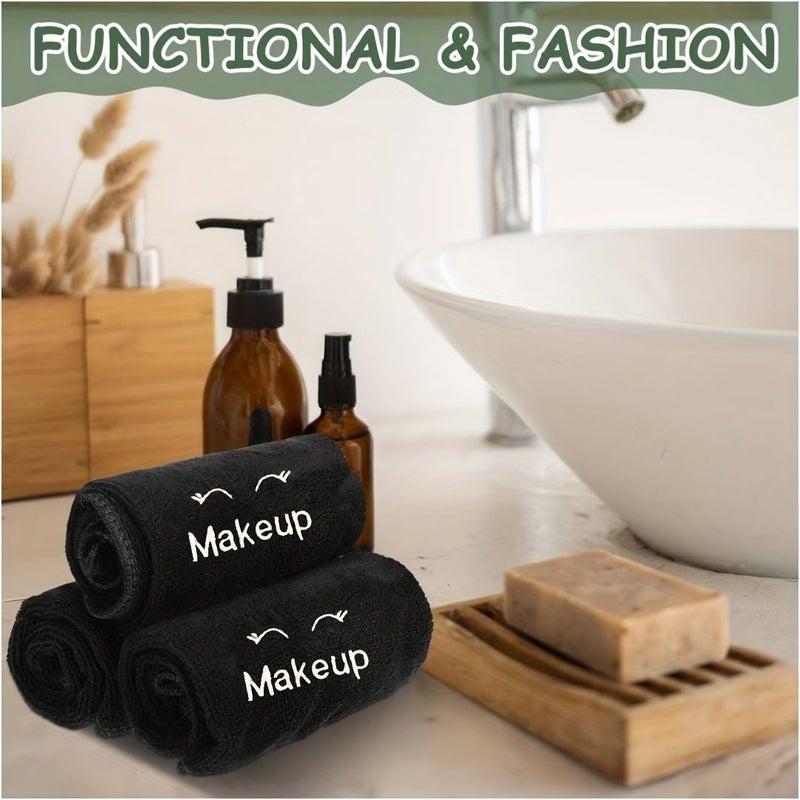 Reusable Makeup Remover Cloths 5 Pack Facial Cleansing Towel Water Absorbent Skin Care Black - Image 3
