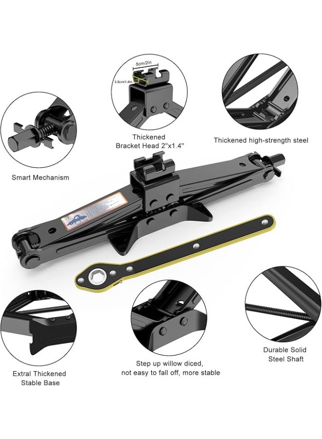 2 Ton Car Jack Kit – Heavy-Duty Scissor Jack with Lug Wrench – Portable Tire Lifting & Changing Kit for Car, SUV & MPV - Image 2