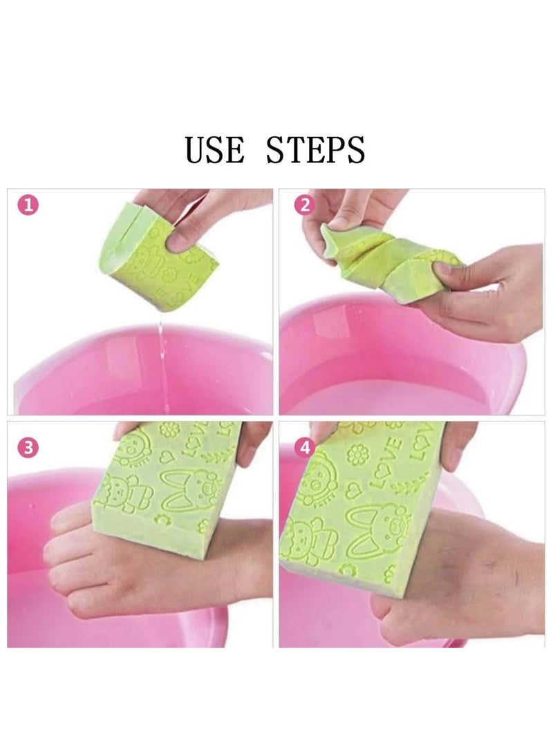 3 Pcs Body Exfoliating Bath Sponge，Baby Cleaning Shower Brush Sponge For Baby Adults