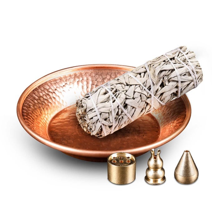 Copper Incense Burner Holder Set Hammered Copper Bowl Ash Catcher for Altar Use Jewelry DishRituals Incense Smudging and Decoration