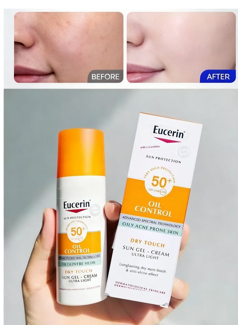 Eucerin Ultra Light Sun Gel SPF 50+ for Oily & Acne-Prone Skin – Advanced Oil Control, Dry Touch, UVA/UVB & HEVIS Protection, Non-Greasy, 50ml - Image 2