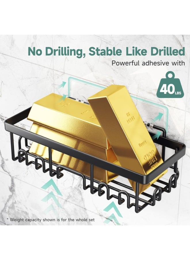 Rustproof & Waterproof Shower Caddy 6-Pack, No Drilling Adhesive Shelves Rack with Soap Holder, Large Capacity Bathroom Organizers and Storage, Wall-Mounted Kitchen & Home Decor - Image 3