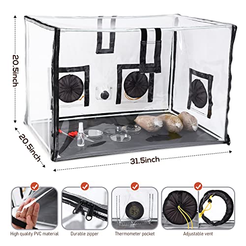 Lovely Ran Large Still Air Box Mushroom Mycology Fume Hood Propagation StationsGrow Kit Mushroom Grow Bags Your Monotub Kit Mushroom Planting BagTent for Spores Horticulture Supplies （31.5 * 20.5 * 20.5inch） - Image 2