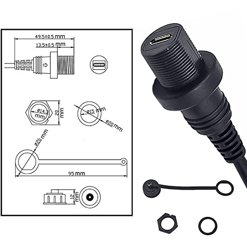 Kework Micro USB 5 Pin Flush Mount Cable, 0.3 Meter Micro USB Male to Female Dashboard Panel Mount Extension Cord for Car Truck Boat Motorcycle - Image 5