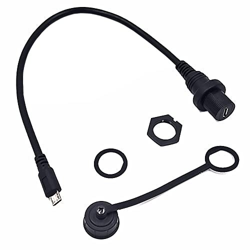 Kework Micro USB 5 Pin Flush Mount Cable, 0.3 Meter Micro USB Male to Female Dashboard Panel Mount Extension Cord for Car Truck Boat Motorcycle - Image 1