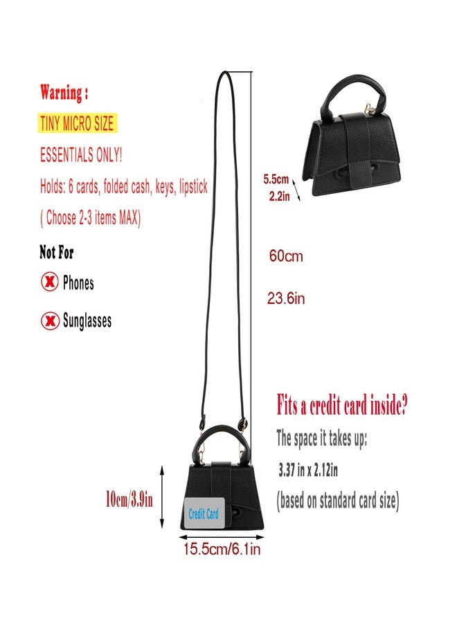 Ayliss Micro Mini Crossbody Handbag Women's Purse Clutch Cute Mini Trendy Bag Top Handle PU Leather Shoulder Bag (Black) - Image 2