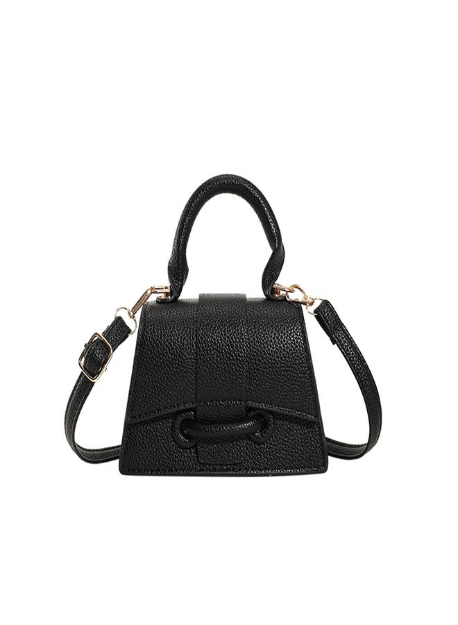 Ayliss Micro Mini Crossbody Handbag Women's Purse Clutch Cute Mini Trendy Bag Top Handle PU Leather Shoulder Bag (Black) - Image 1