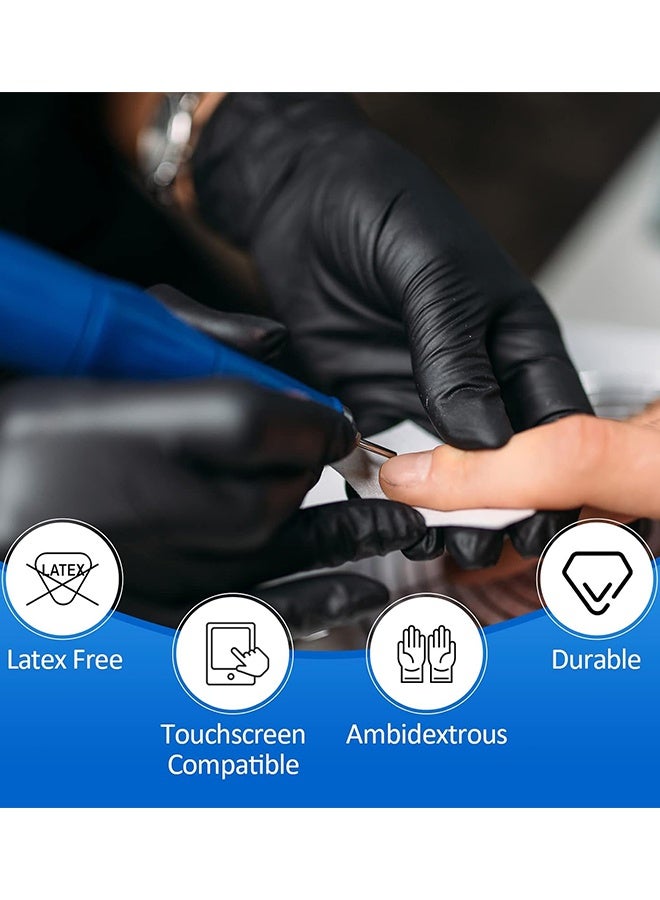 Nitrile Exam Gloves, 5 Mil Thick Disposable Gloves, Latex Free, Powder Free, Food Safe, Black Gloves for Medical, Tattoo, Cleaning u0026 Cooking, Food Prep, Medium Size, 100 Count - Image 3