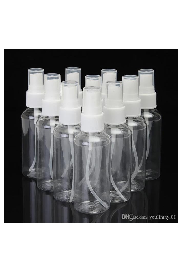 مجموعة علب بخاخ بلاستيك شفافة 10 قطع صغيرة بغطاء 50مل - Image 1