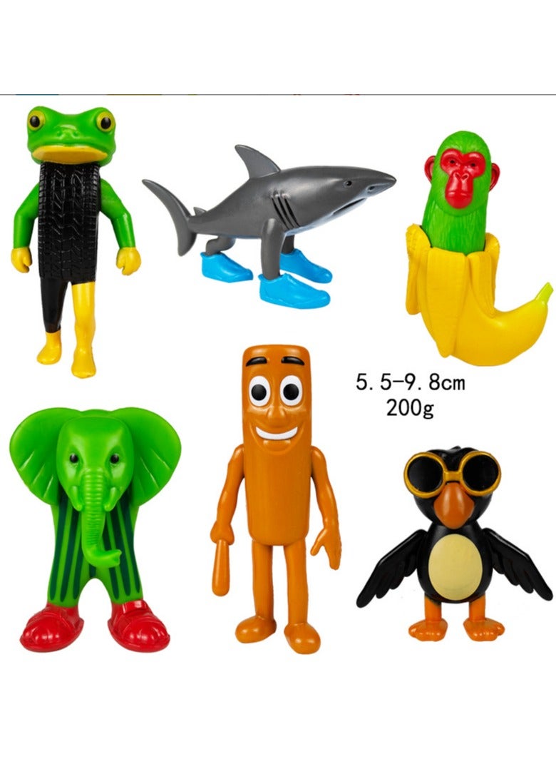 دمية تمثال حيوانات تونغ تونغ تونغ ساهور 6 قطع ترالاليلو ترالالا أكشن دمية 5.5-9.8 سم
