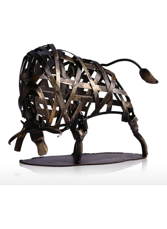 NIBEMINENT Metal Sculpture Iron Braided Cattle For Home Decoration Brown