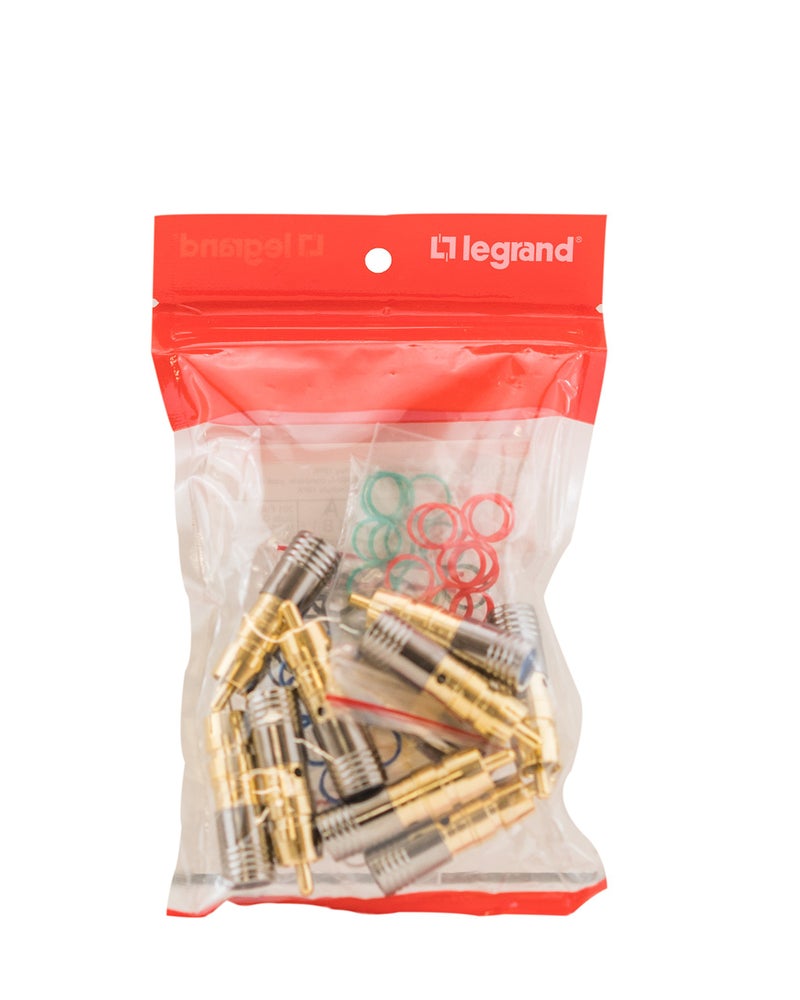 On-Q Legrand - OnQ RG6 Compression Quad Shield Connector, RCA Plug, Male to Male Coaxial Cable, Gold Connector, AC300410 , 10 Pack - Image 3