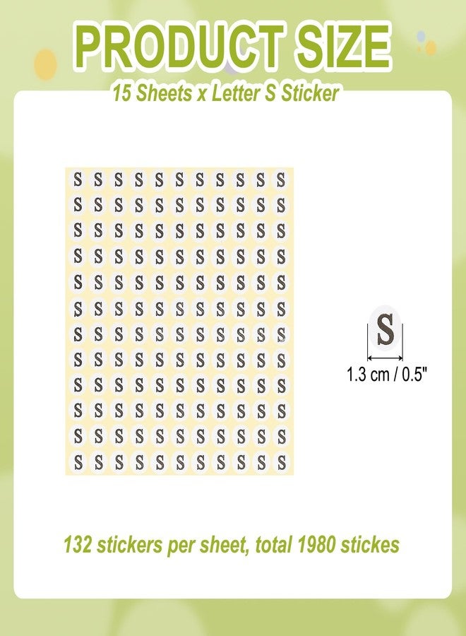 PATIKIL 15 Sheets Alphabet Stickers Letter S Small Round Sticker 1/2 Inch Self-Adhesive Paper Label for Inventory Organizing Storage Handmade (Total 1980Pcs) - Image 2