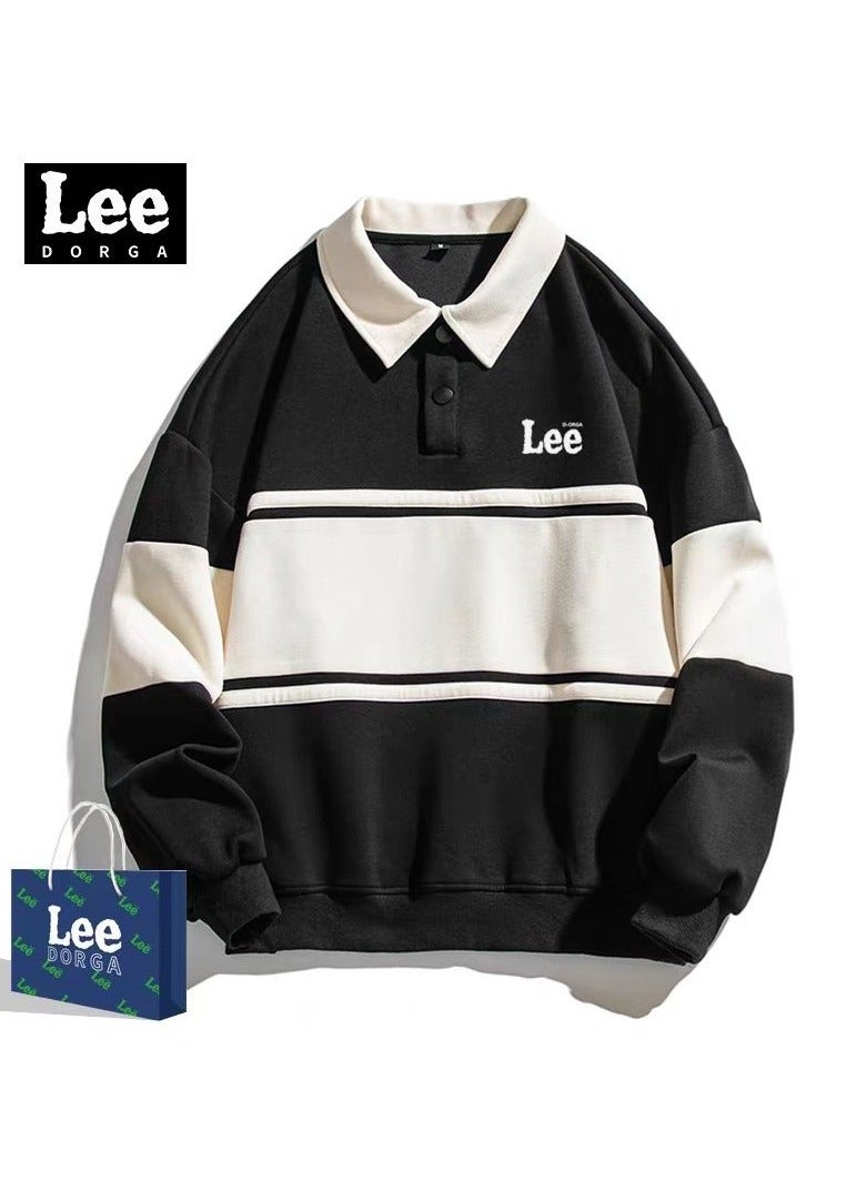 LEE New Loose Casual Long Sleeved Polo Shirt With Contrasting Colors 