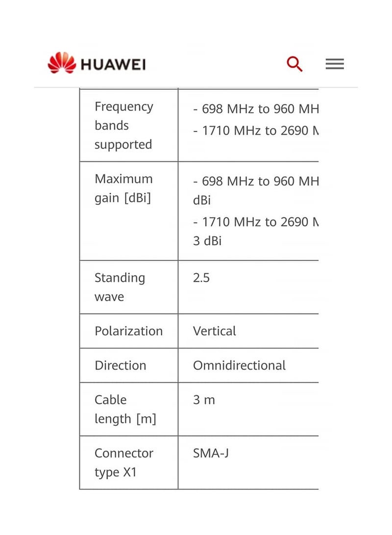 HUAWEI-5G-Antenna  Omni-directional Antenna,698MHz-960MHz/1710MHz-2690MHz,1.0dBi(698MHz-960MHz)&3dBi(1710MHz-2690MHz) - Image 5