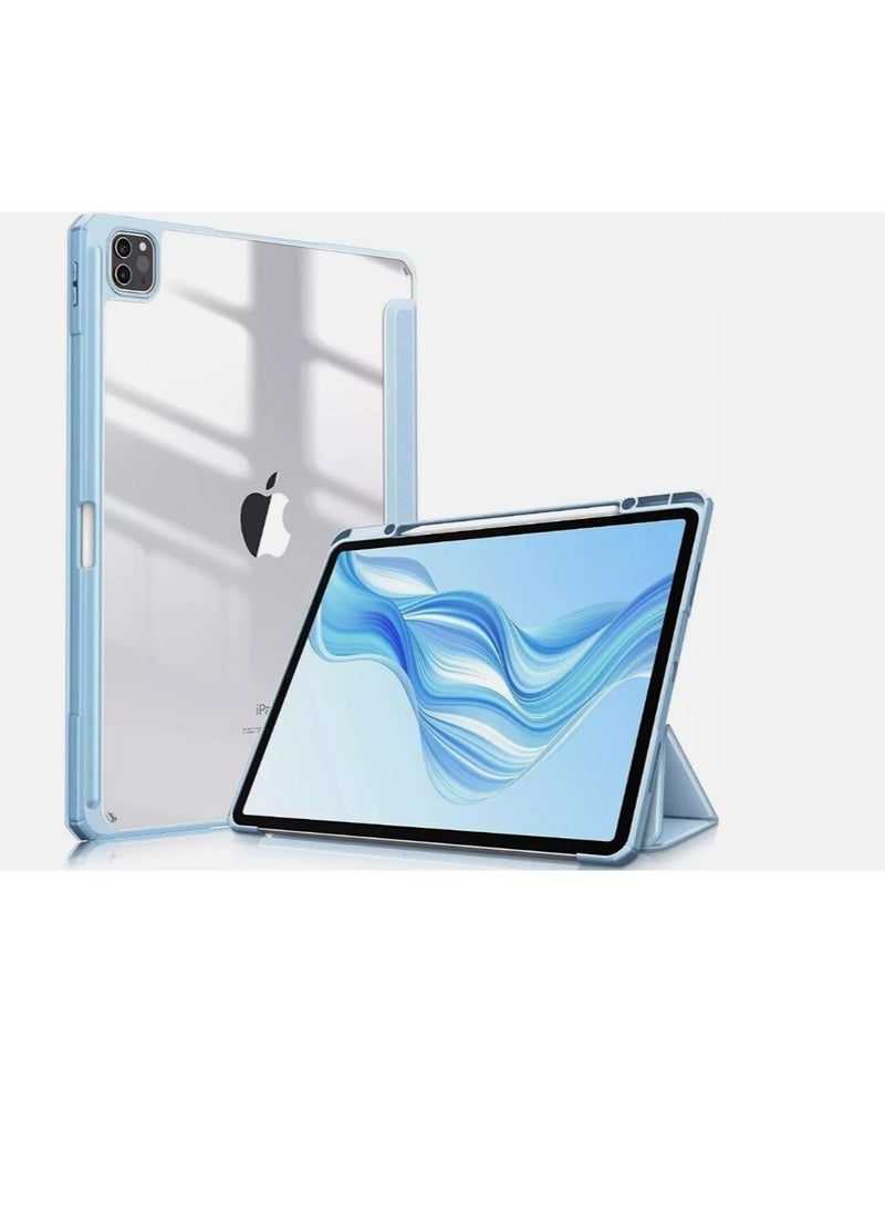 EVO Case for iPad Pro 11 Inch 4th Generation 2022, iPad 11 Pro Case 2021/2020 (3rd 2nd Gen) with Pencil Holder, Transparent Clear Hard Shell Back, Auto Sleep/Wake Function, Sky Blue  - Image 1