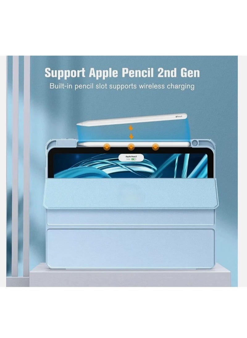 EVO Case for iPad Pro 11 Inch 4th Generation 2022, iPad 11 Pro Case 2021/2020 (3rd 2nd Gen) with Pencil Holder, Transparent Clear Hard Shell Back, Auto Sleep/Wake Function, Sky Blue  - Image 3