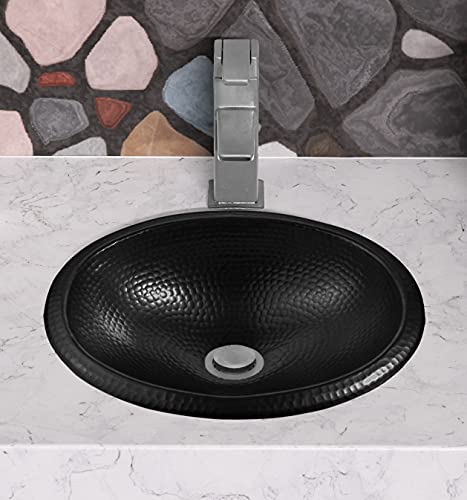 Monarch Abode 17-inch Hand Hammered Matte Black Oval Drop-in Bathroom Sink, Bathroom Sink Drop-in, Top Mount for Powder Room, Home Restroom or Guest Bath - Image 3