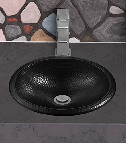 Monarch Abode 17-inch Hand Hammered Matte Black Oval Drop-in Bathroom Sink, Bathroom Sink Drop-in, Top Mount for Powder Room, Home Restroom or Guest Bath - Image 5