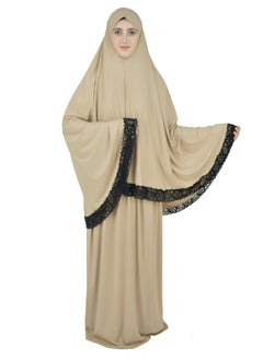 DAMAS COLLECTION Two Piece Islamic prayer dress women with Lace - Prayer Clothes for Women - Prayer Abaya For women - Jilbab 2 piece, Umrah essentials for women - Prayer set  - Image 1
