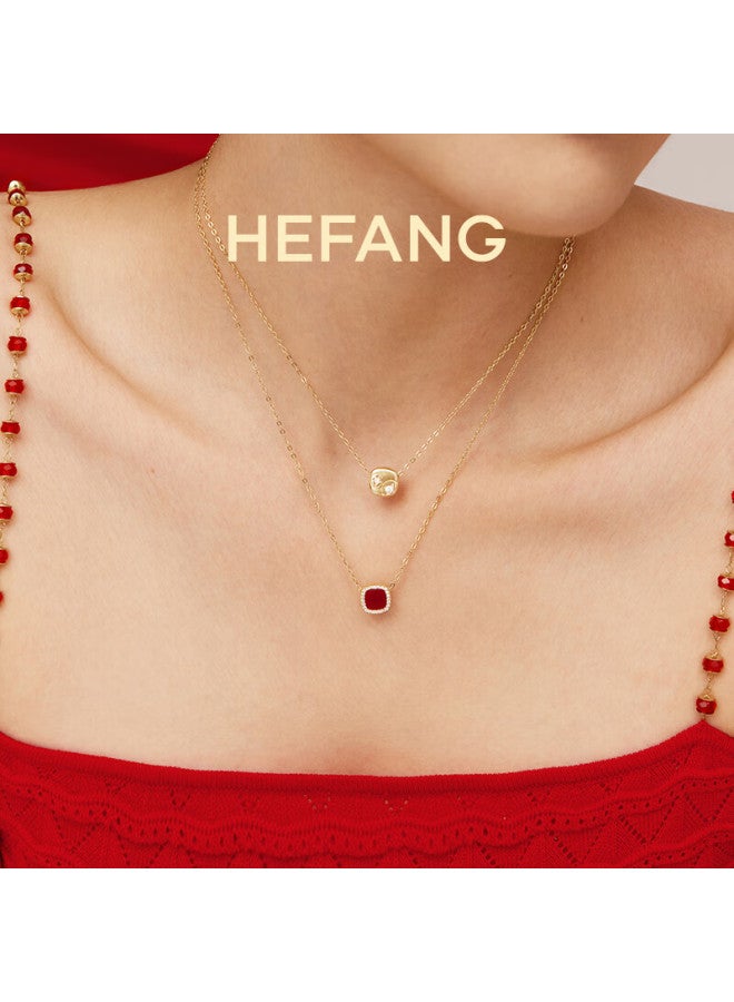 Hefang elry Lucky Coin Necklace Choker For Women, Elegant Birthday And New Year Gift For Girlfriend, Red