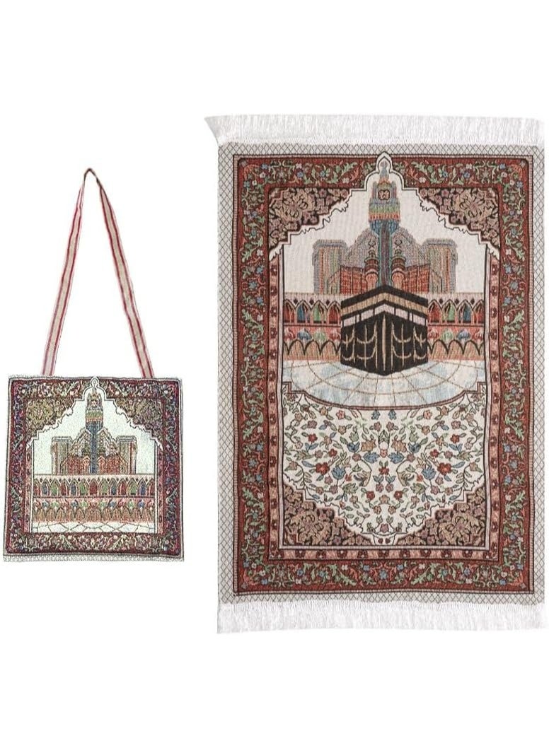 Prayer mat, embossed prayer carpet, large lightweight polyester prayer mat with elegant design, non-slip Islamic prayer rug, comes with a beautiful storage bag, suitable for Ramadan Islamic Muslim prayers. - Image 1