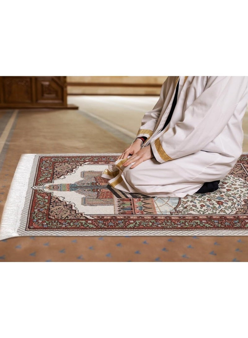Prayer mat, embossed prayer carpet, large lightweight polyester prayer mat with elegant design, non-slip Islamic prayer rug, comes with a beautiful storage bag, suitable for Ramadan Islamic Muslim prayers. - Image 4
