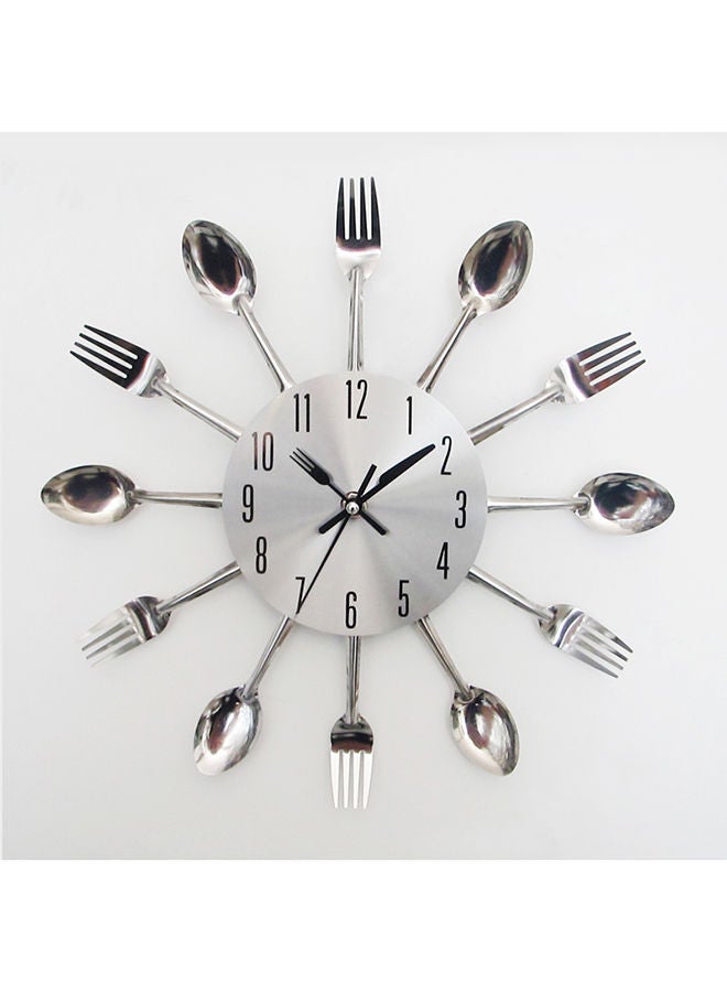 Cutlery Pattern Analog Wall Clock Silver 32 x 32cm - Image 1