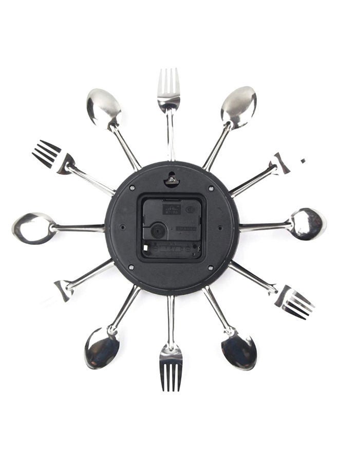 Cutlery Pattern Analog Wall Clock Silver 32 x 32cm - Image 2