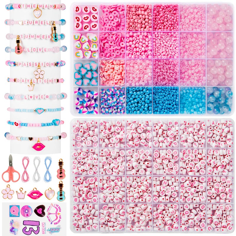 Goldwise Lover Themed Friendship Bracelet Kit for Fans 2 Boxes Valentines Day Bracelet Making Kit with Clay Glass Seed Beads and Heart Charms Inspired by 2019s Iconic Album Birthdays Gifts - Image 2