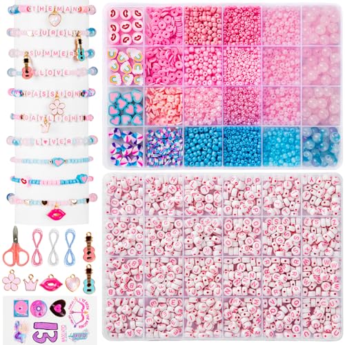 Goldwise Lover Themed Friendship Bracelet Kit for Fans 2 Boxes Valentines Day Bracelet Making Kit with Clay Glass Seed Beads and Heart Charms Inspired by 2019s Iconic Album Birthdays Gifts - Image 1