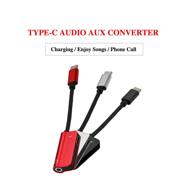 Type-C Audio AUX Converter With Headphone PAA0412R_P Red - Image 4