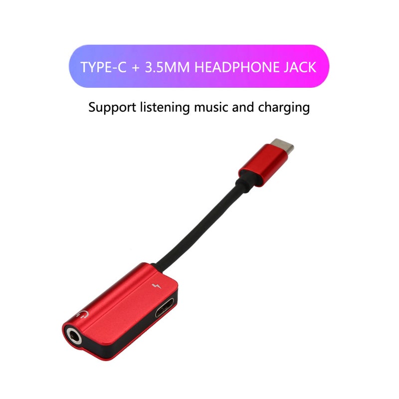 Type-C Audio AUX Converter With Headphone PAA0412R_P Red - Image 2