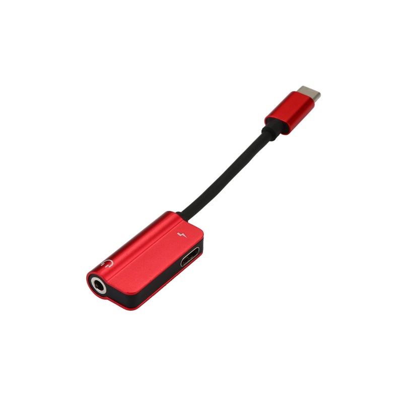 Type-C Audio AUX Converter With Headphone PAA0412R_P Red - Image 5