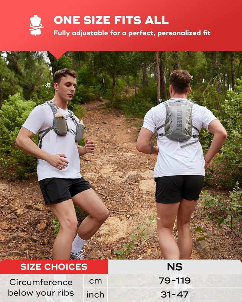 UTOBEST Running Vest, 5L Hydration Vest Lightweight, Breathable and Sweatproof Running Backpack, Adjustable Running Hydration Vest for Trail Running Marathon Race Jogging Cycling - Image 4