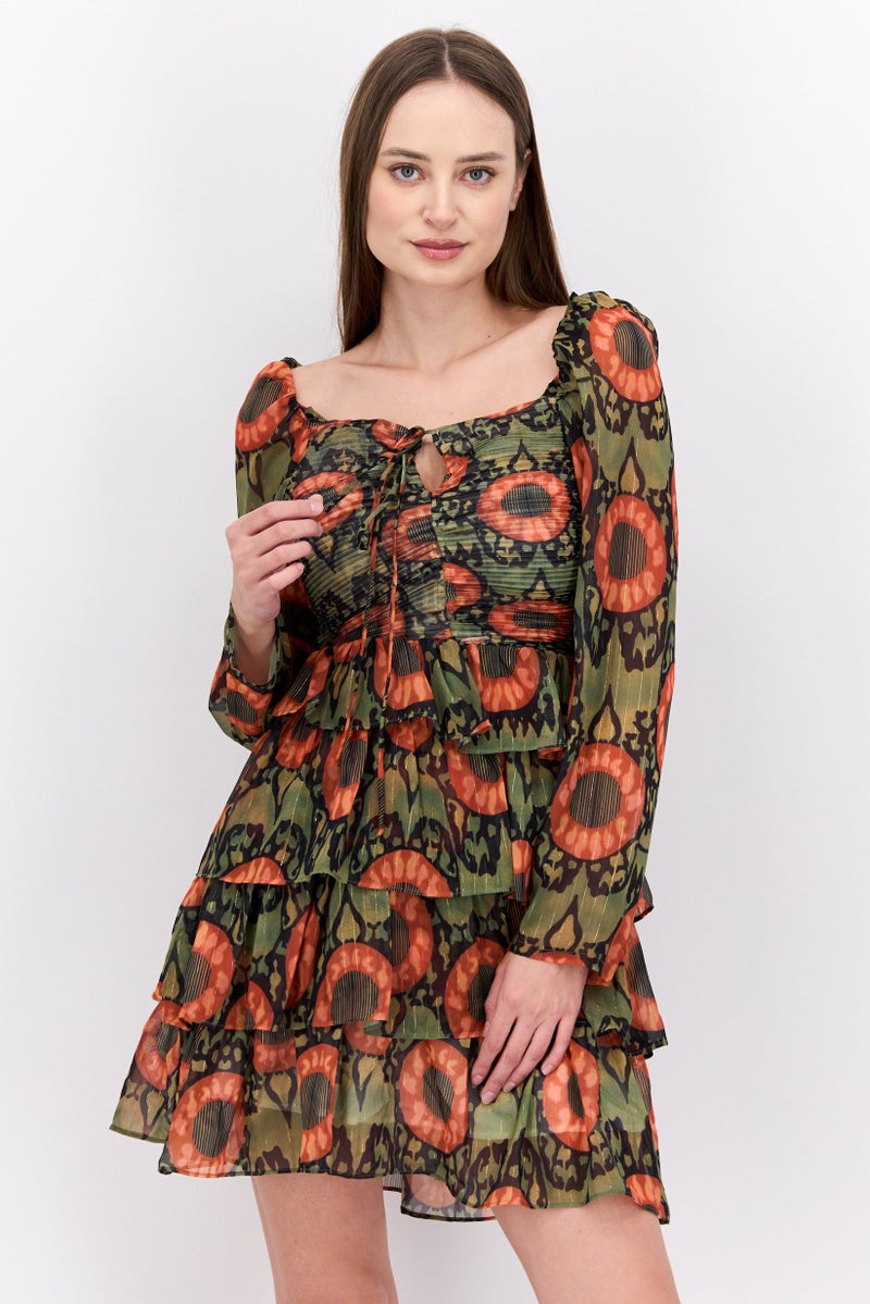 Beulah Women Tiered Dress, Multicolor - Image 1