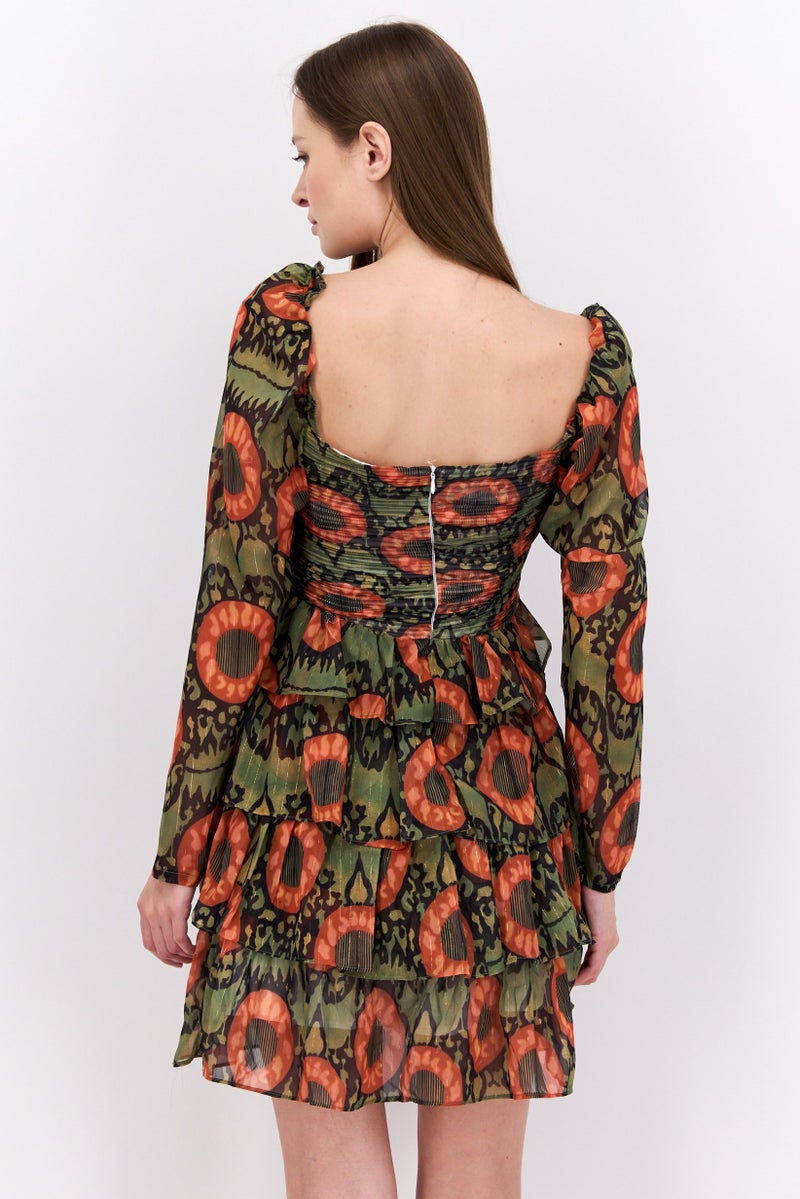 Beulah Women Tiered Dress, Multicolor - Image 2