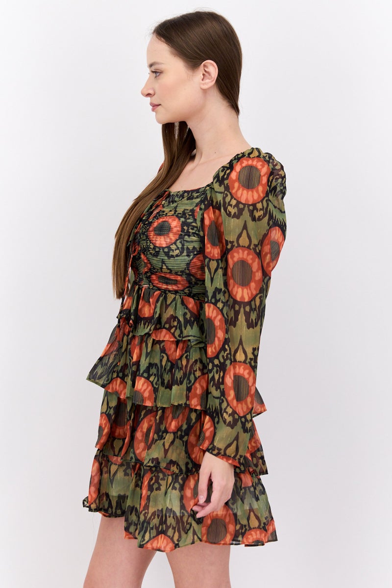 Beulah Women Tiered Dress, Multicolor - Image 4
