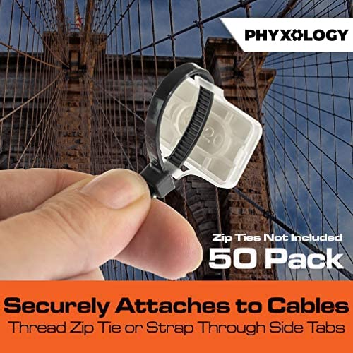 PHYXOLOGY SUPPLY ملصقات ربط بسحاب شديدة التحمل للكابلات والأسلاك 50 قطعة. صندوق حماية متين يتم ربطه بسحاب لتنظيم السلك والكابلات. أفضل روابط إدارة الأسلاك القابلة لإعادة الاستخدام. يتضمن إدخالات سهلة الكتابة - Image 3