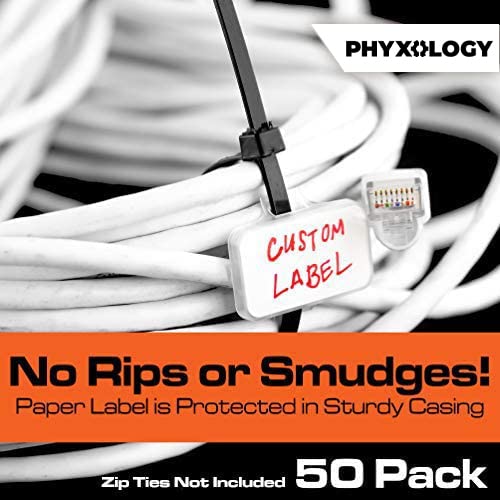 PHYXOLOGY SUPPLY ملصقات ربط بسحاب شديدة التحمل للكابلات والأسلاك 50 قطعة. صندوق حماية متين يتم ربطه بسحاب لتنظيم السلك والكابلات. أفضل روابط إدارة الأسلاك القابلة لإعادة الاستخدام. يتضمن إدخالات سهلة الكتابة - Image 5