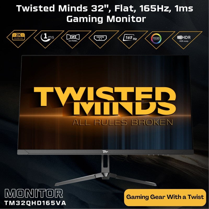 TWISTED MINDS 32-Inch Eclipse Series Gaming Monitor, QHD Fast VA Display 165Hz Refresh Rate, 1ms (GtG) Response Time, Flat Panel, HDMI 2.1 - TM32QHD165VA black - Image 2