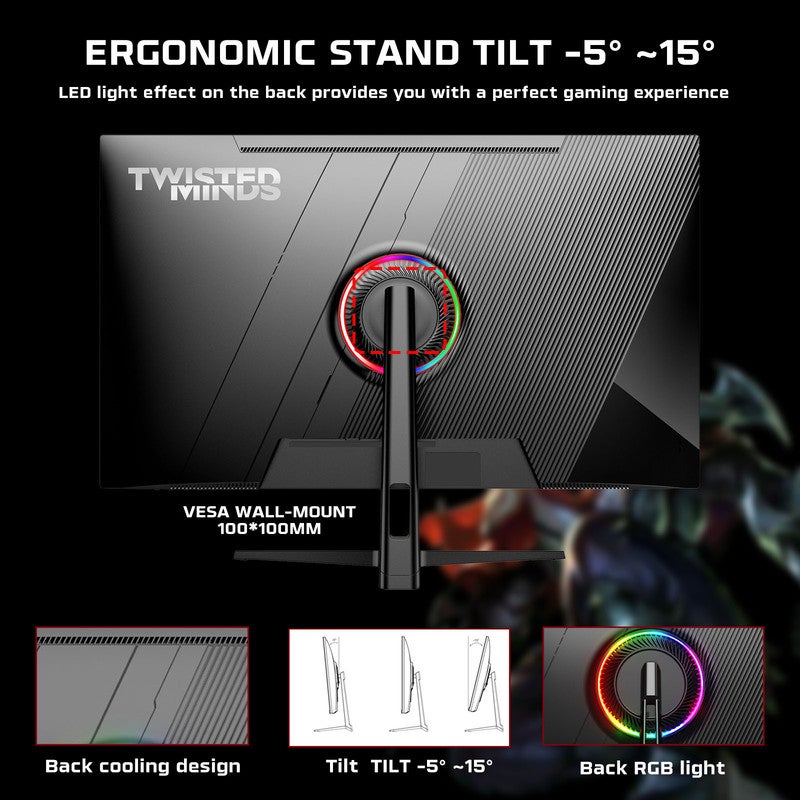 TWISTED MINDS 32-Inch Eclipse Series Gaming Monitor, QHD Fast VA Display 165Hz Refresh Rate, 1ms (GtG) Response Time, Flat Panel, HDMI 2.1 - TM32QHD165VA black - Image 3