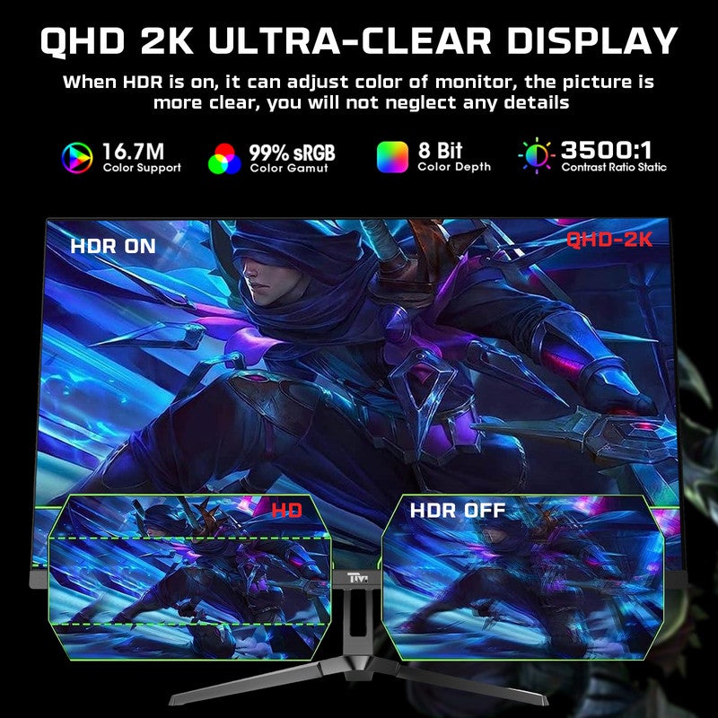 TWISTED MINDS 32-Inch Eclipse Series Gaming Monitor, QHD Fast VA Display 165Hz Refresh Rate, 1ms (GtG) Response Time, Flat Panel, HDMI 2.1 - TM32QHD165VA black - Image 5