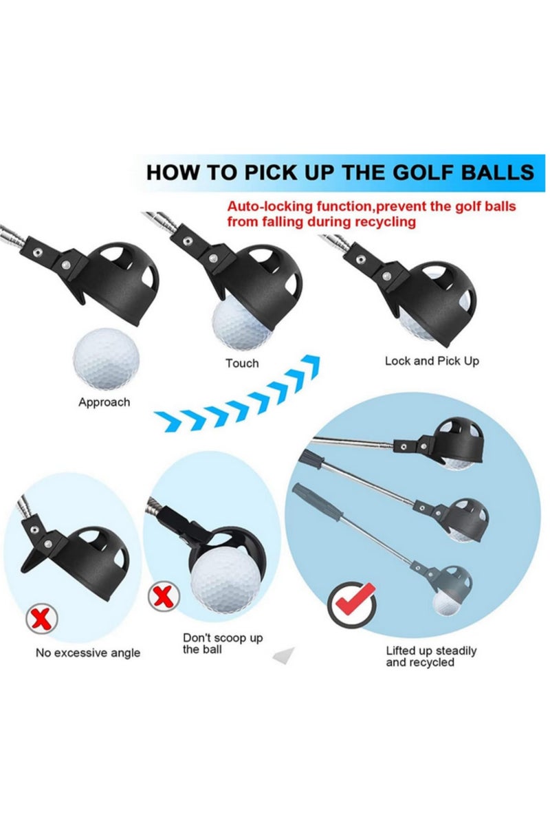 المسترجعة كرات الجولف 79 بوصة 8 أقسام الفولاذ المقاوم للصدأ تلسكوبي ممسك الكرات أداة التقاط مساعدات تدريب الجولف اكسسوارات - Image 3