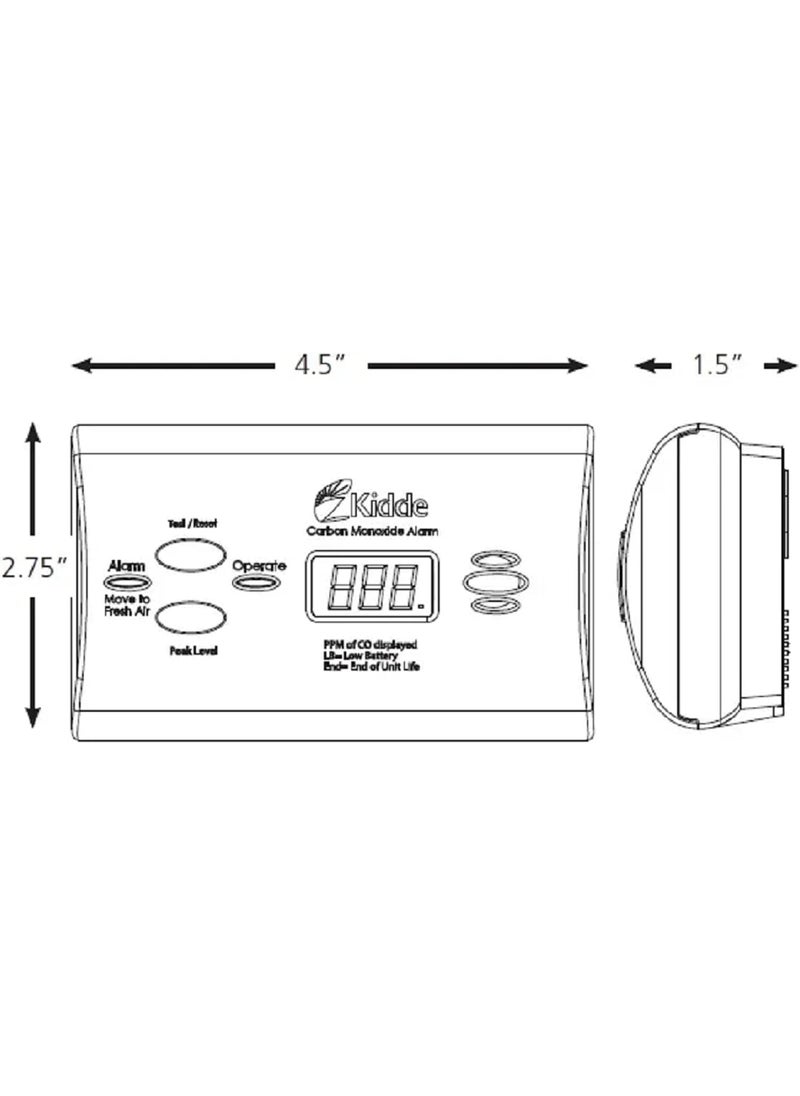 Kidde Kidde UltraSensitive Carbon Monoxide Detector for Pets Health or Medical Conditions Battery Powered with Digital Display UNIT  - Image 5