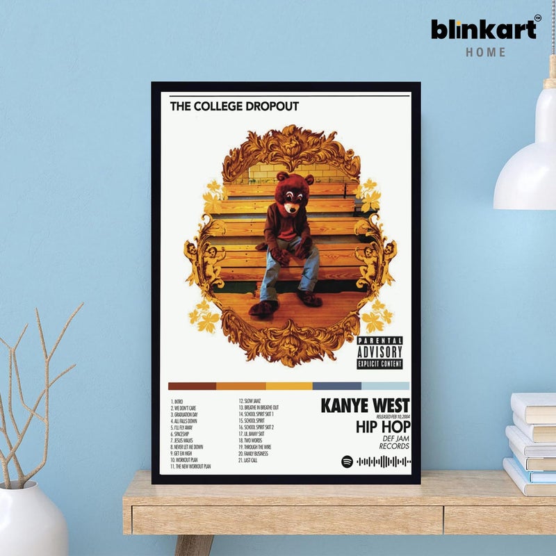 BLINKART BLINKART KANYEThe College DropOutPopular Music Album Songs Hanging Wall ArtWork PhotoFrames 13x10 inch Decor For Home Bedroom Living Room Aesthetics Spotify Song Link QR Code With Your Photo Frame  - Image 2