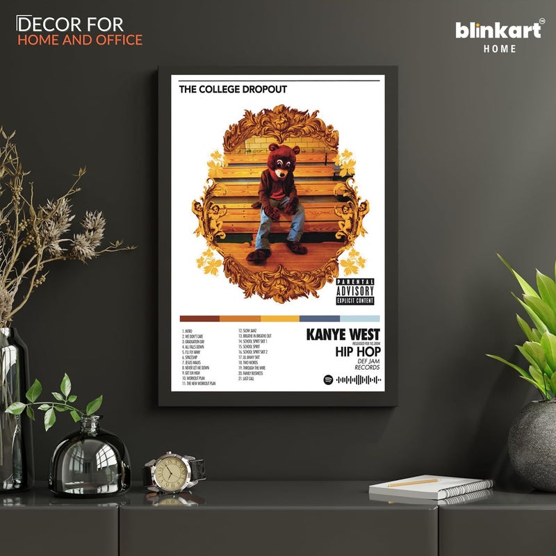 BLINKART BLINKART KANYEThe College DropOutPopular Music Album Songs Hanging Wall ArtWork PhotoFrames 13x10 inch Decor For Home Bedroom Living Room Aesthetics Spotify Song Link QR Code With Your Photo Frame  - Image 5