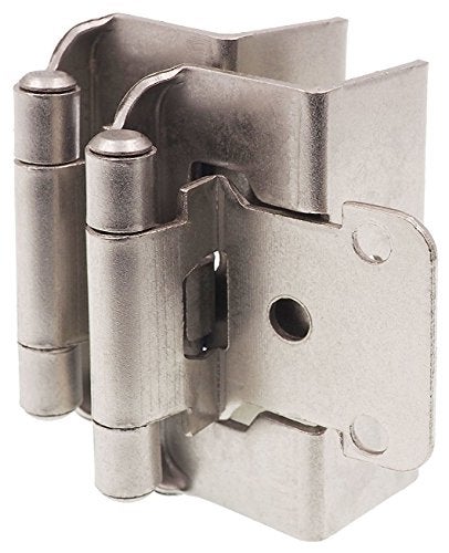 DecoBasics 1/2" Overlay Full Wrap Cabinet Hinges for Kitchen (10 Pair /20 Pcs) -Satin Brushed Nickel Full Wrap Around Self Closing Cabinet Hinges - Image 1