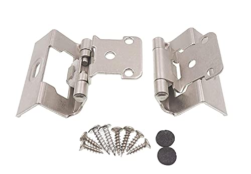 DecoBasics 1/2" Overlay Full Wrap Cabinet Hinges for Kitchen (10 Pair /20 Pcs) -Satin Brushed Nickel Full Wrap Around Self Closing Cabinet Hinges - Image 4
